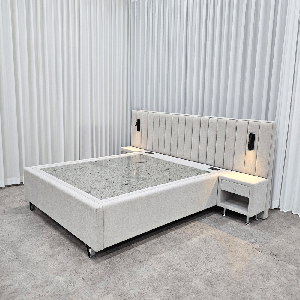 브리즈스톤 킹마담건강침대 샌드 호텔형 돌침대 퀸 황토볼 극세사 원단 청맥반석