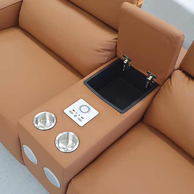 스코나 이튼스 구스 실리콘레더 가죽 컵홀더 4인 제로월 전동 리클라이너 소파