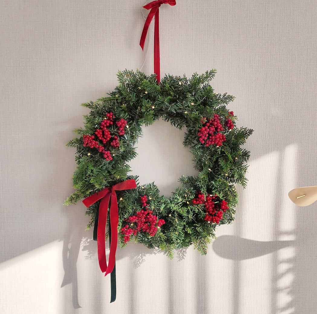 재니쓰홈 크리스마스 리스 풀세트 50cm 장식 소품 트리 오너먼트 벽트리 가랜드 인테리어