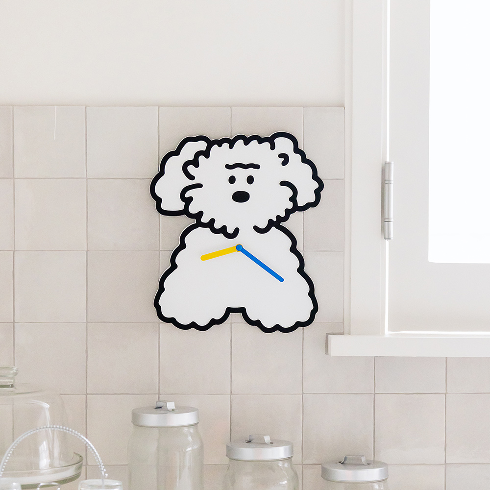 강아지 캐릭터벽시계 가벼운 무선 무타공벽걸이 아기방시계 구름이