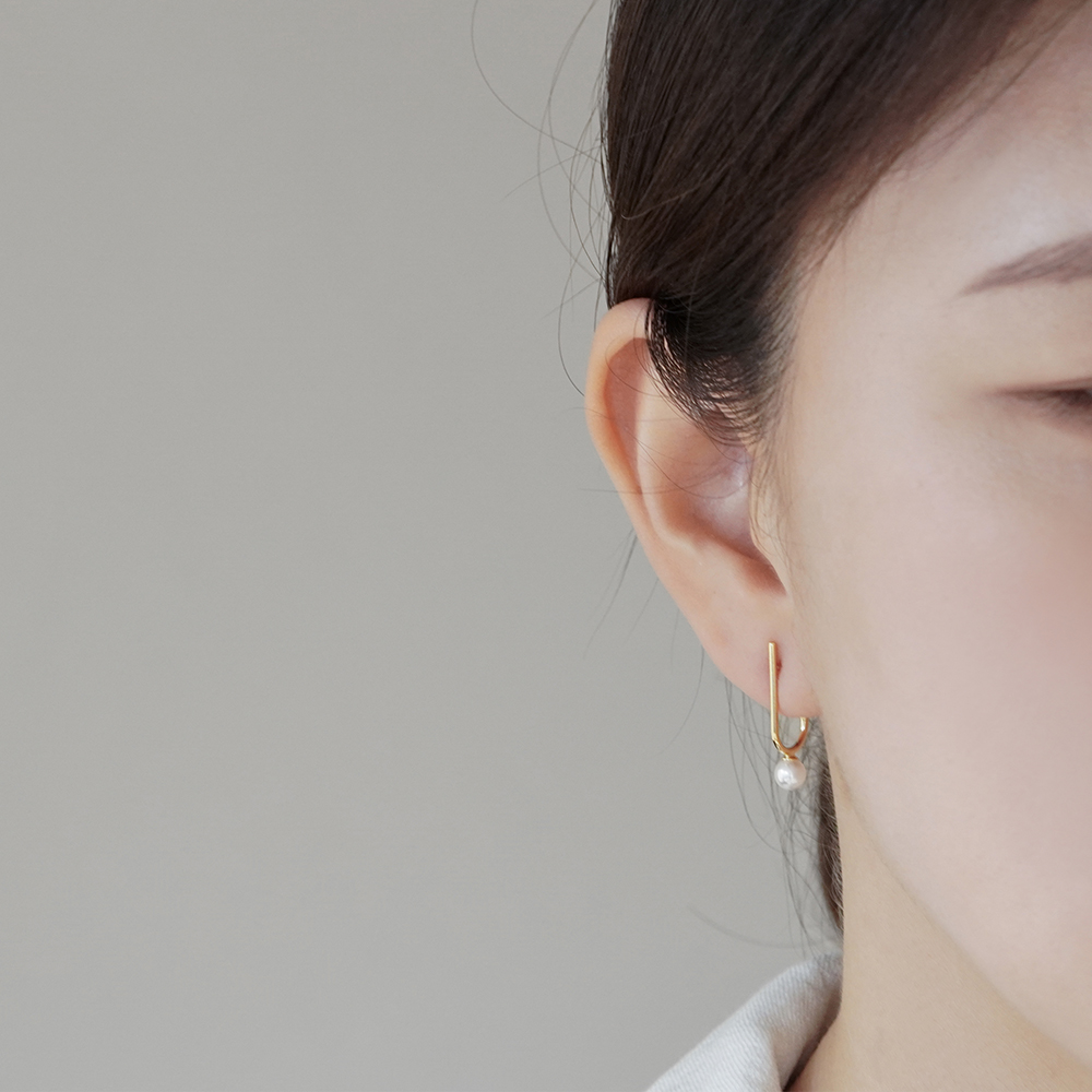 실버925 스와로브스키 진주 침 귀걸이 롱 - 상세 이미지 3