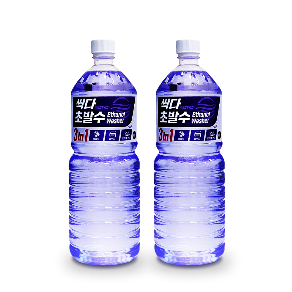 3+3 싹다 3in1 초발수코팅 워셔액 에탄올 강력한 세정 광택 사계절 1.8L 6개 이미지 2