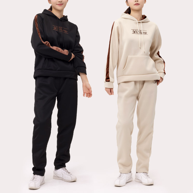 3in1 여성 트레이닝 세트 기모 후드 셋업 - 상품 이미지