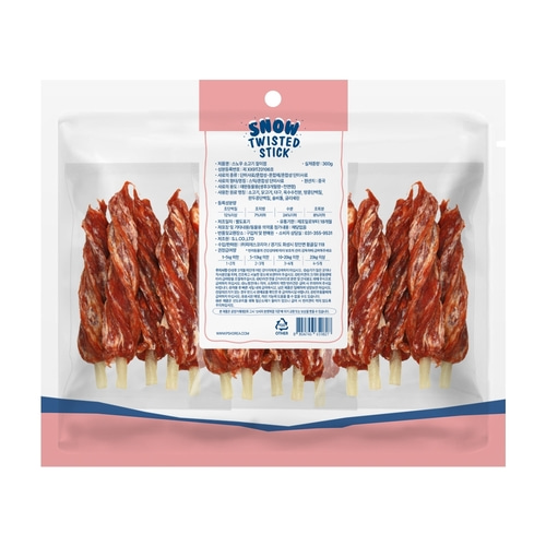 브리더랩 강아지 반려견 간식 스노우 꽈배기 스틱 말이껌 소고기, 300g, 1개 - 상세 이미지 2