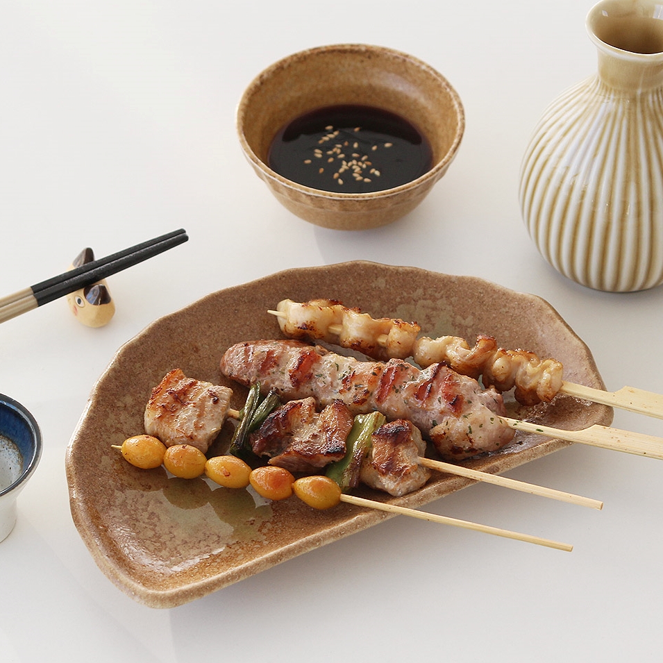 일본 접시 종지 세트 도자기 일식 찬기 이자카야 오마카세 꼬치 예쁜 그릇 흑록반원 - 상세 이미지 5