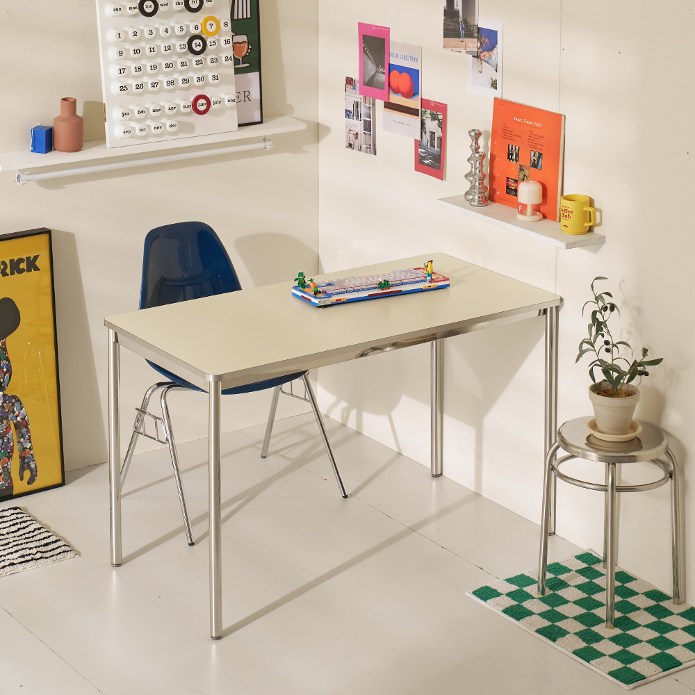 포커스 철제 책상 고등학생 원룸 1200 바닐라크림