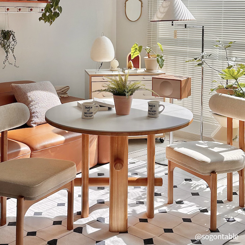 마렛 원목 원형 포세린 세라믹 테이블 1000