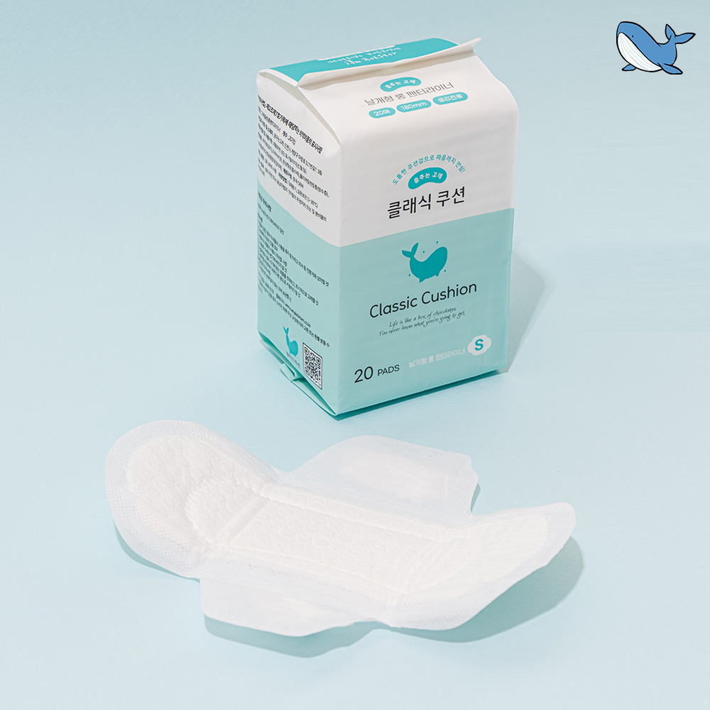 춤추는고래 밀림없는 날개형 롱 팬티라이너 20Px5팩 /100매, 소형생리대 겸용