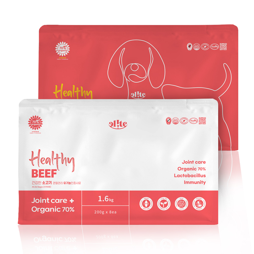 엘릿사료 엘리트 강아지 유기농 사료 그레인프리 헬씨 소고기 관절 1.6kg 푸들 말티즈