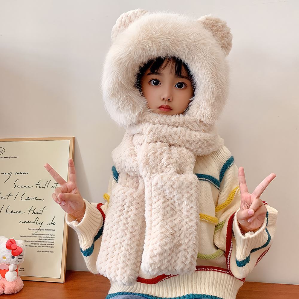 겨울 유아 키즈 아기 아동 초등 학생 여아 남아 어린이 주니어 털 방한 비니 귀달이 모자 - 상세 이미지 3