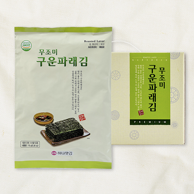 [하나맛김] 보령 무조미 파래김 10g x 10봉 - 상품 이미지