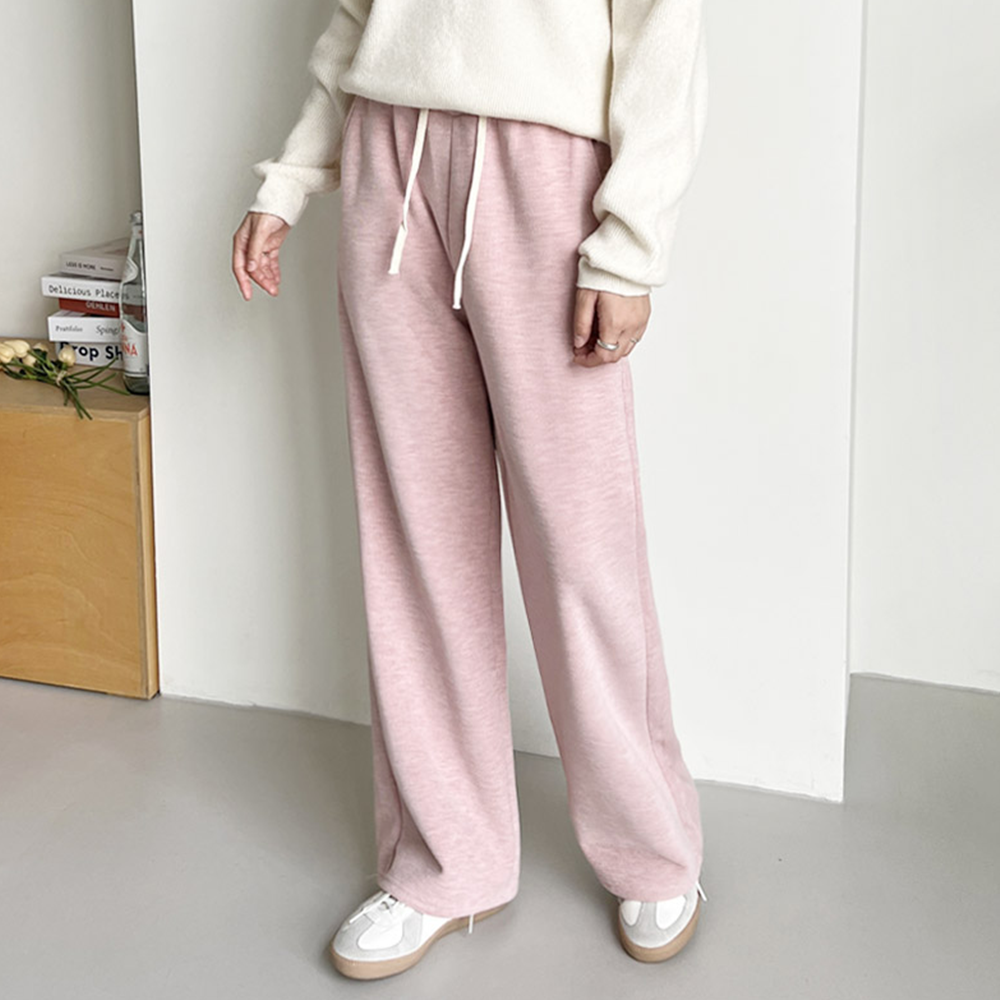 기모고무줄바지 와이드 통큰 통넓은 여자 츄리닝 트레이닝팬츠 - 상세 이미지 2