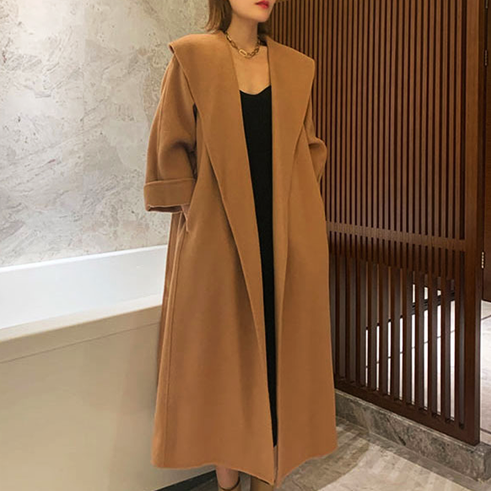 울100  핸드메이드 양모 롱 카라코트 겨울아우터