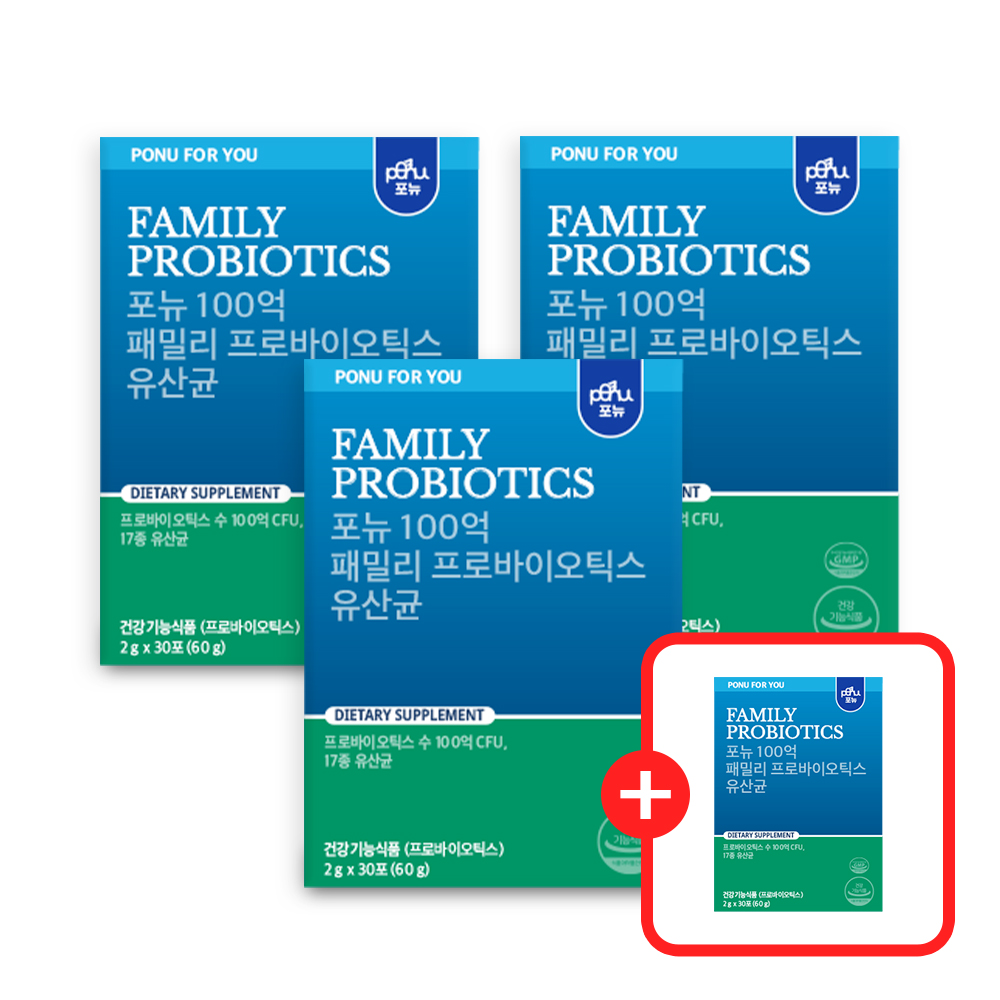포뉴 NC 100억 유산균 패밀리 프로바이오틱스 카제로템 임산부 온 가족 30포, 4개