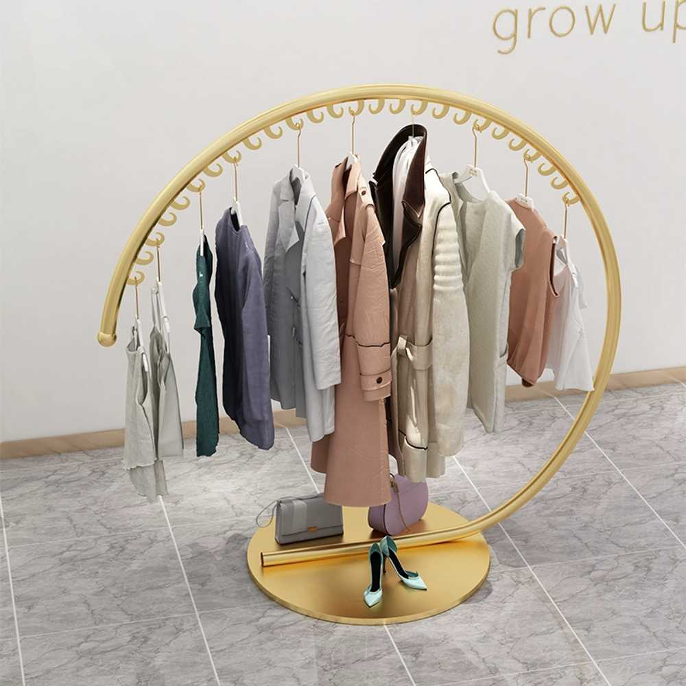 아치형행거 원형 디자인 라운드 후크 골드행거 옷가게 120x130cm - 상세 이미지 4