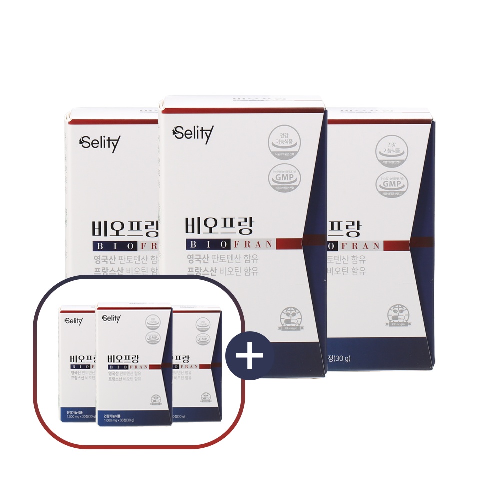 셀리티 비오프랑 식약처 인정 비오틴 판토텐산 맥주효모 건강기능식품 30캡슐, 6개