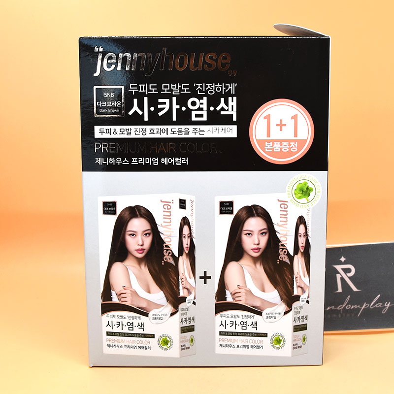 1+1 제니하우스 프리미엄 헤어컬러 크림 다크브라운 + 다크브라운 : 랜덤플레이