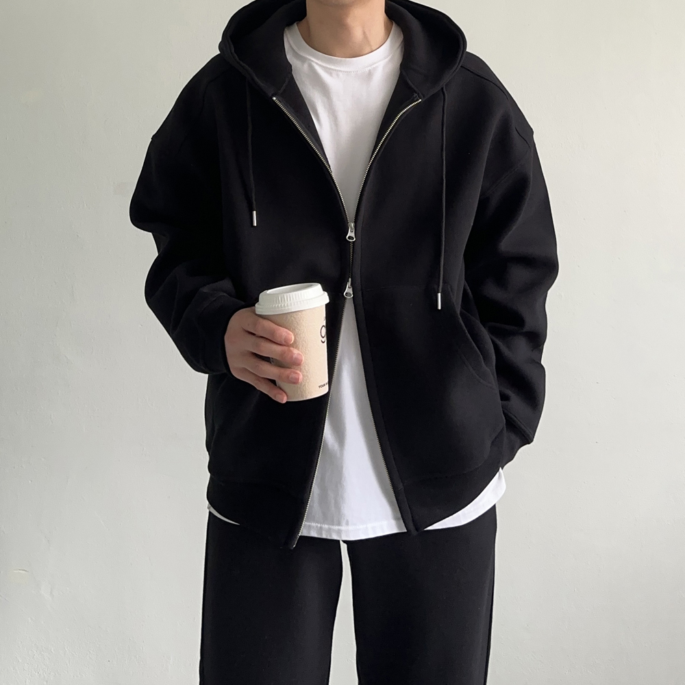 남자 후드집업 오버핏 이중지 빅사이즈 모자큰 후드티