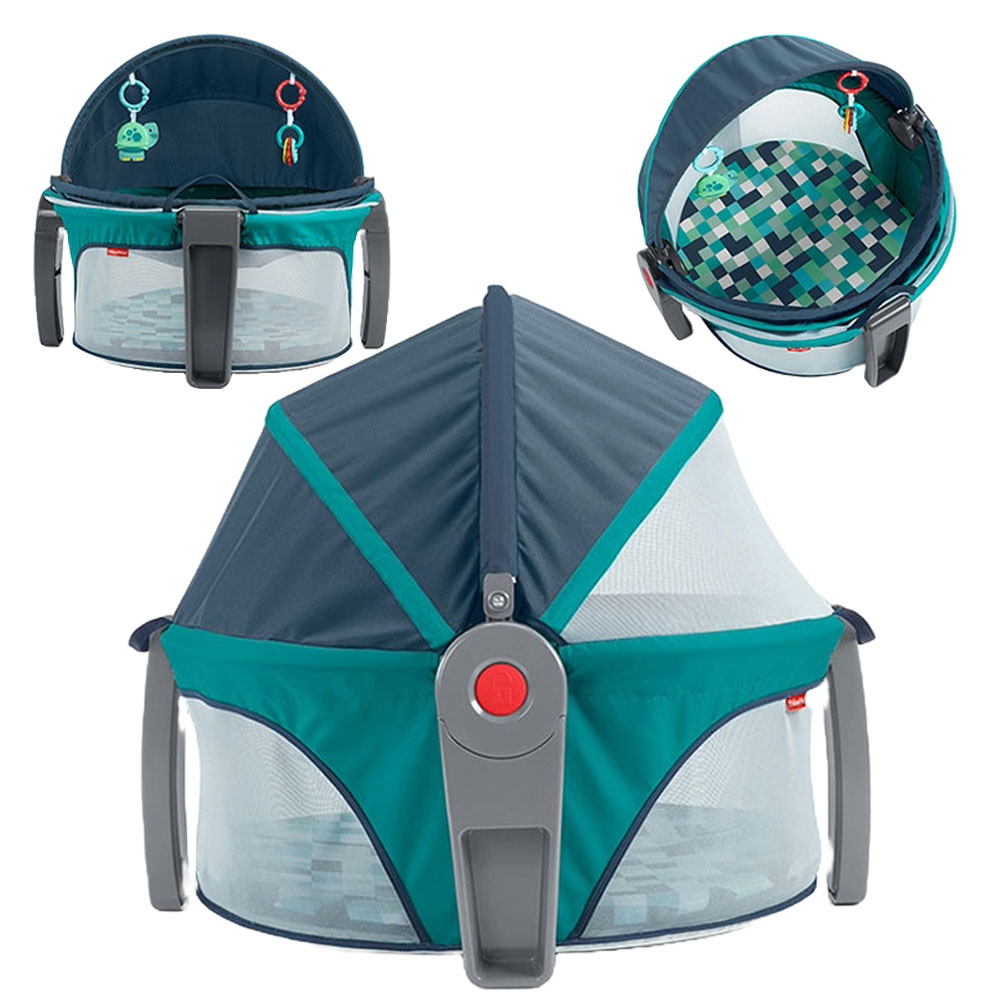 피셔프라이스 프리미엄 휴대용 접이식 이동형 아기 침대 놀이공간 캐노피 딸랑이 장난감