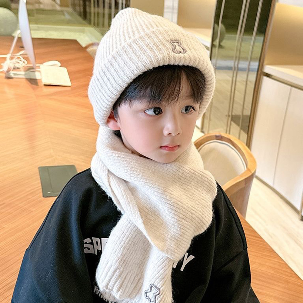 유아 키즈 아동 초등 학생 여아 남아 어린이 주니어 털 겨울 목도리 모자 넥 워머 세트 - 상세 이미지 2