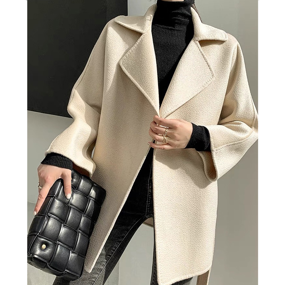 울100코트 가을 여성  지블링 핸드메이드 럭셔리코트 하객룩 베이지 반코트