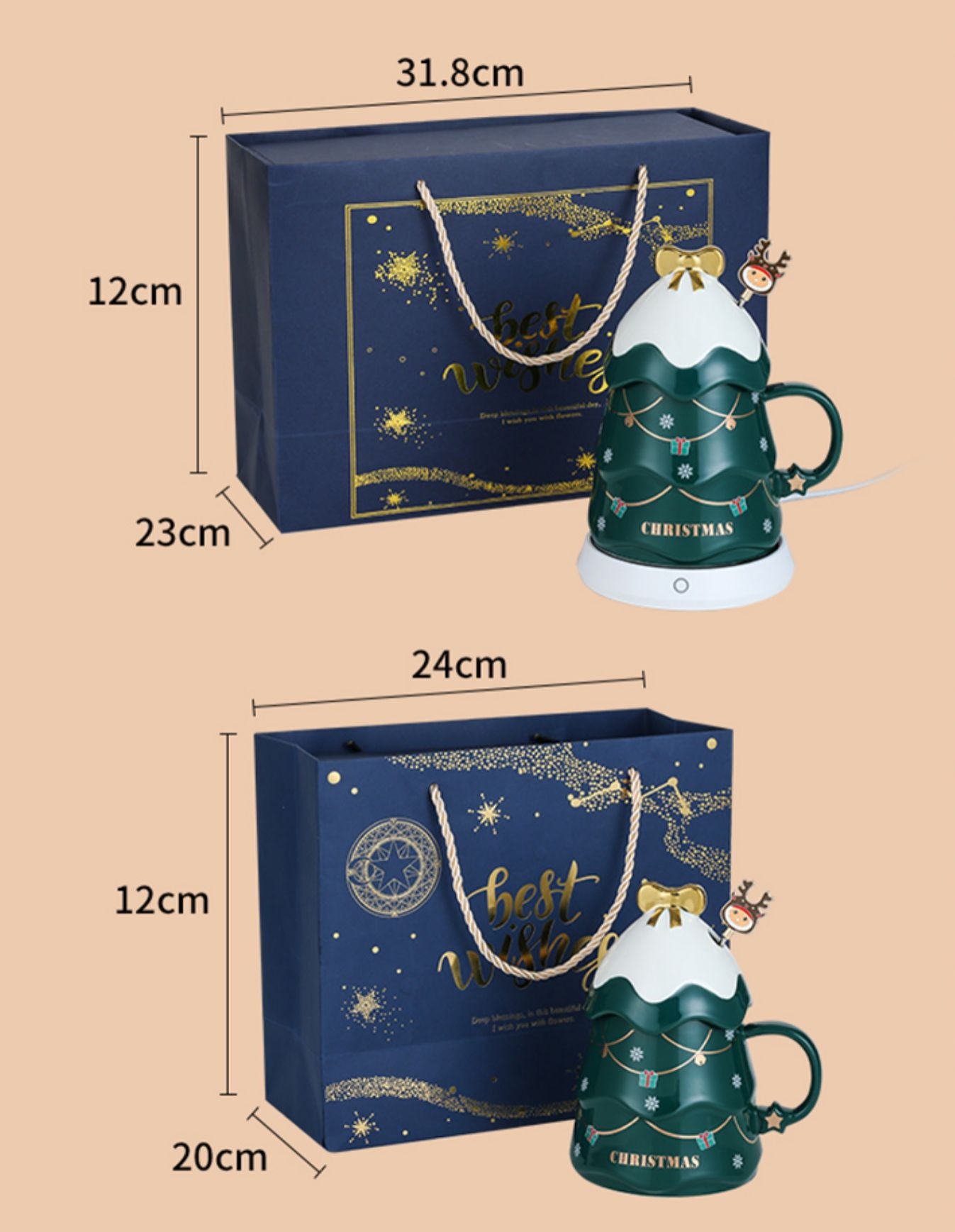 세라믹 커피 컵 크리스마스 산타클로스 머그잔 뚜껑 스푼 포함 귀여운 커플 크리스마스 선물 - 상세 이미지 5