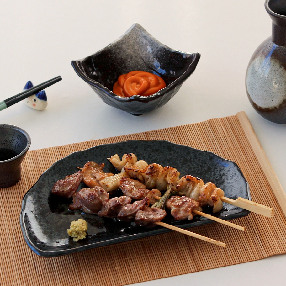 일본 접시 종지 세트 도자기 일식 찬기 이자카야 오마카세 꼬치 예쁜 그릇 흑록반원 - 상품 이미지