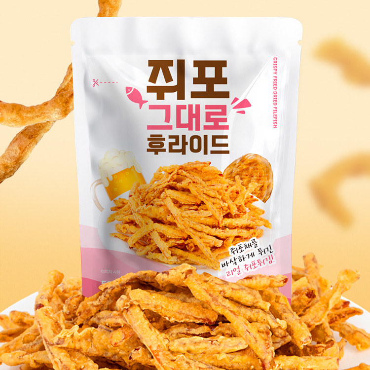 [프리본] 바삭하게 튀겨낸 리얼 쥐포튀김 쥐포 그대로 후라이드 50gx5봉/10봉 - 상품 이미지
