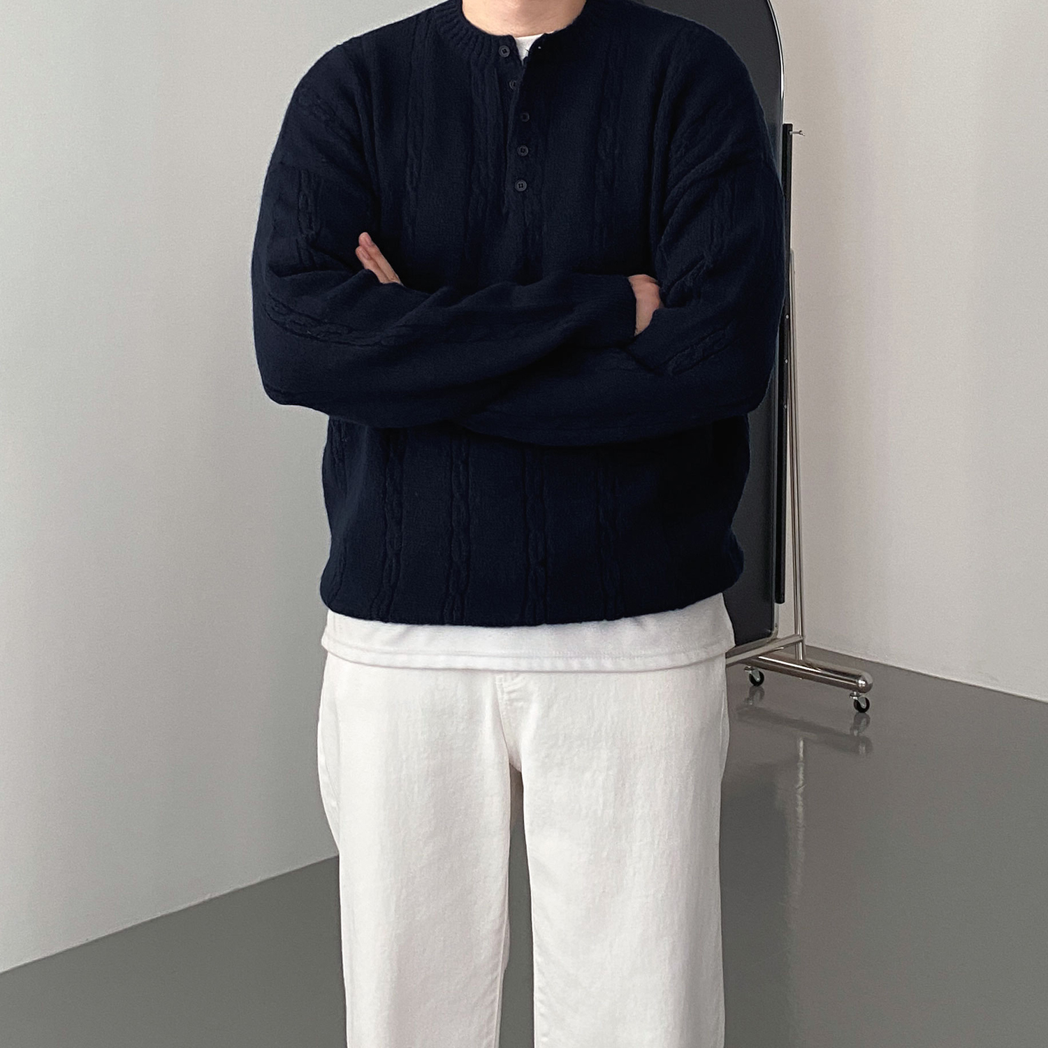 헨리넥니트 남자오버핏니트 케이블니트 - 상세 이미지 5