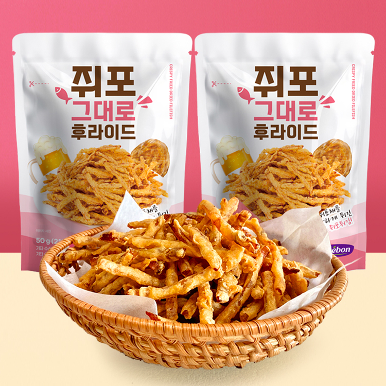[프리본] 바삭하게 튀겨낸 리얼 쥐포튀김 쥐포 그대로 후라이드 50gx5봉/10봉 - 상세 이미지 5
