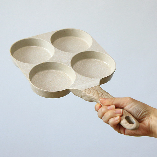 아리스타 에그팬 원형 인덕션프라이팬 핫케익팬 35.7cm, 4구 베이지 - 상세 이미지 4