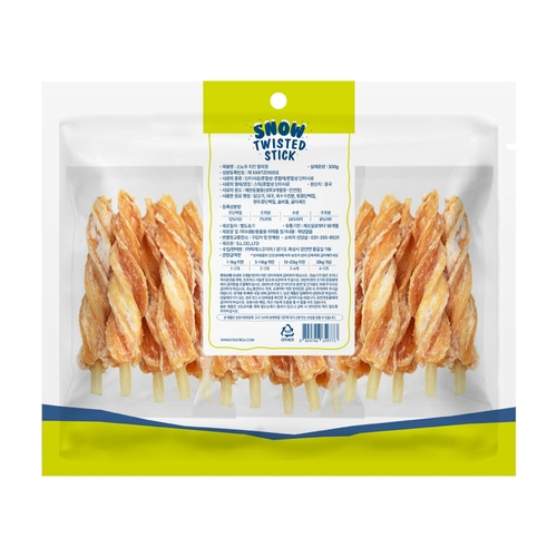브리더랩 강아지 반려견 간식 스노우 꽈배기 스틱 말이껌 치킨, 300g, 1개 - 상세 이미지 2