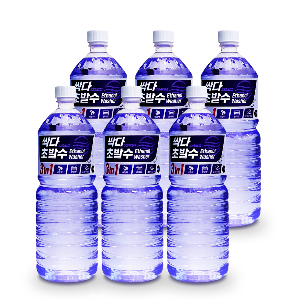 3+3 싹다 3in1 초발수코팅 워셔액 에탄올 강력한 세정 광택 사계절 1.8L 6개 이미지 4