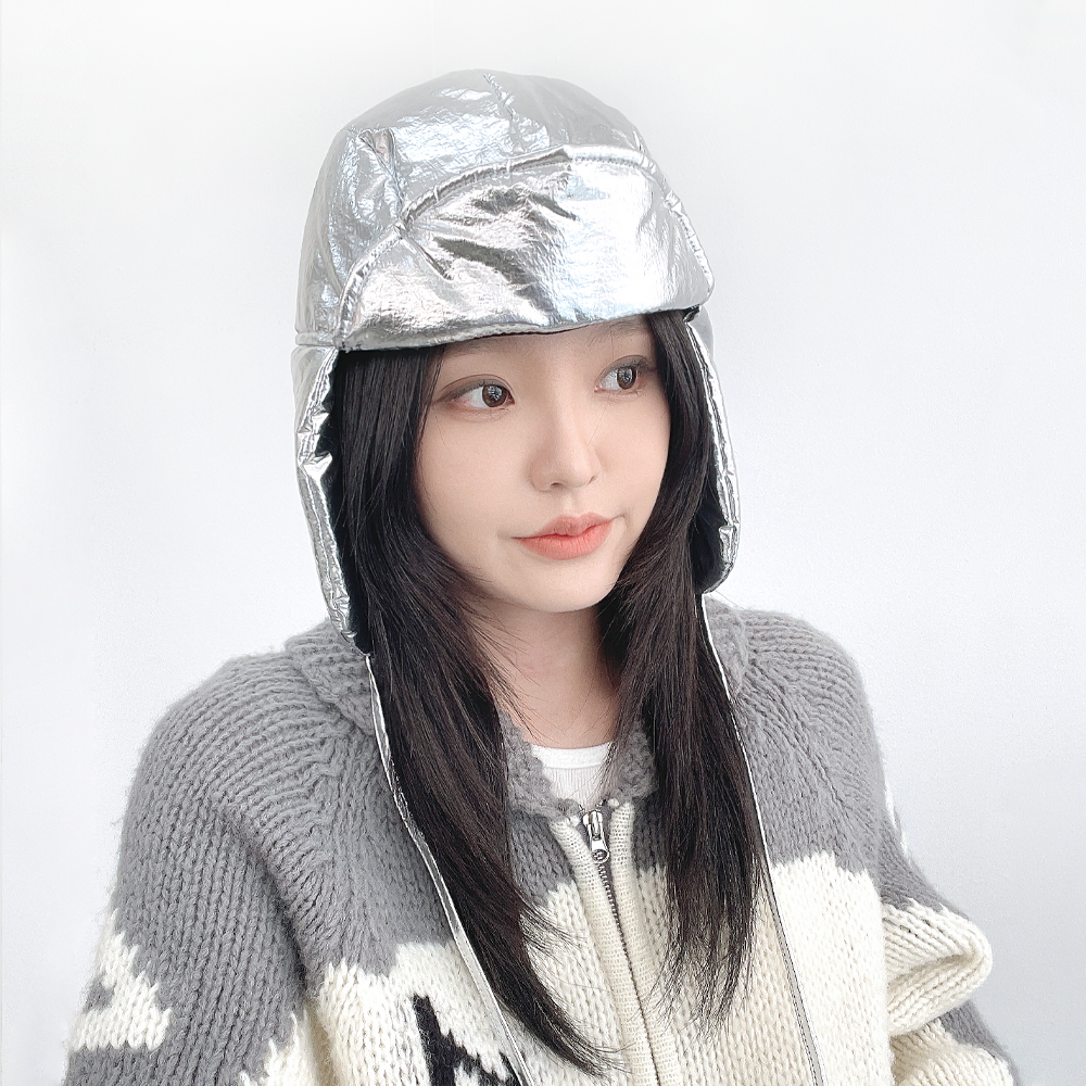 블랙실버 패딩 남자 여자 겨울 방한 트루퍼햇 귀마개 귀달이 군밤 모자 - 상세 이미지 5