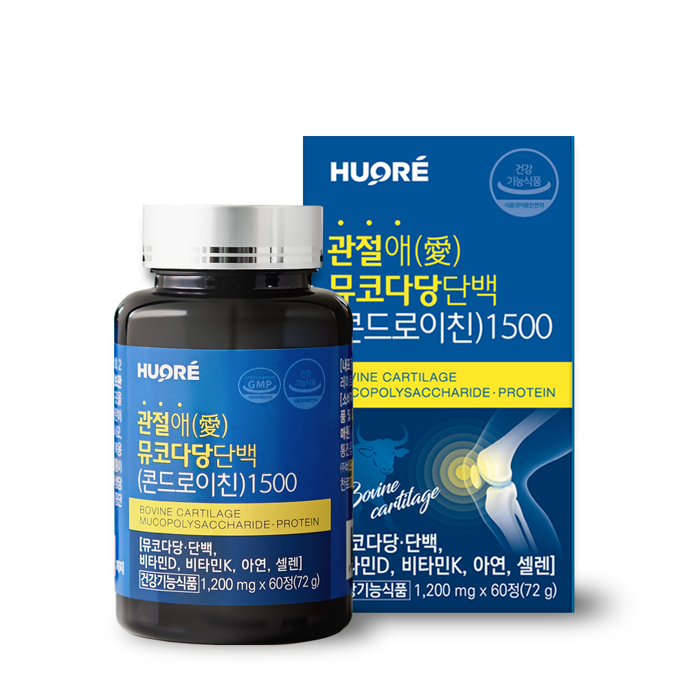 휴오레 관절애 뮤코다당단백 콘드로이친 1500 60정 1개 - 메인 이미지