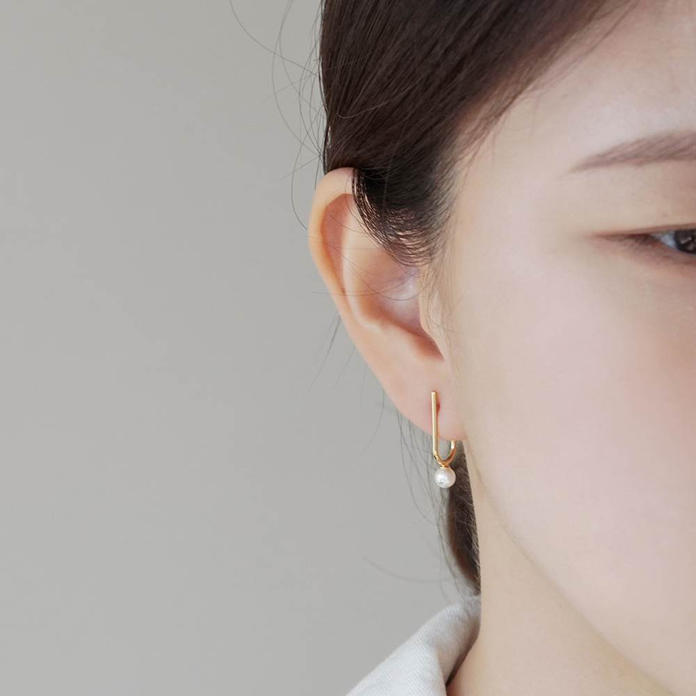 실버925 스와로브스키 진주 침 귀걸이 롱 - 상세 이미지 4