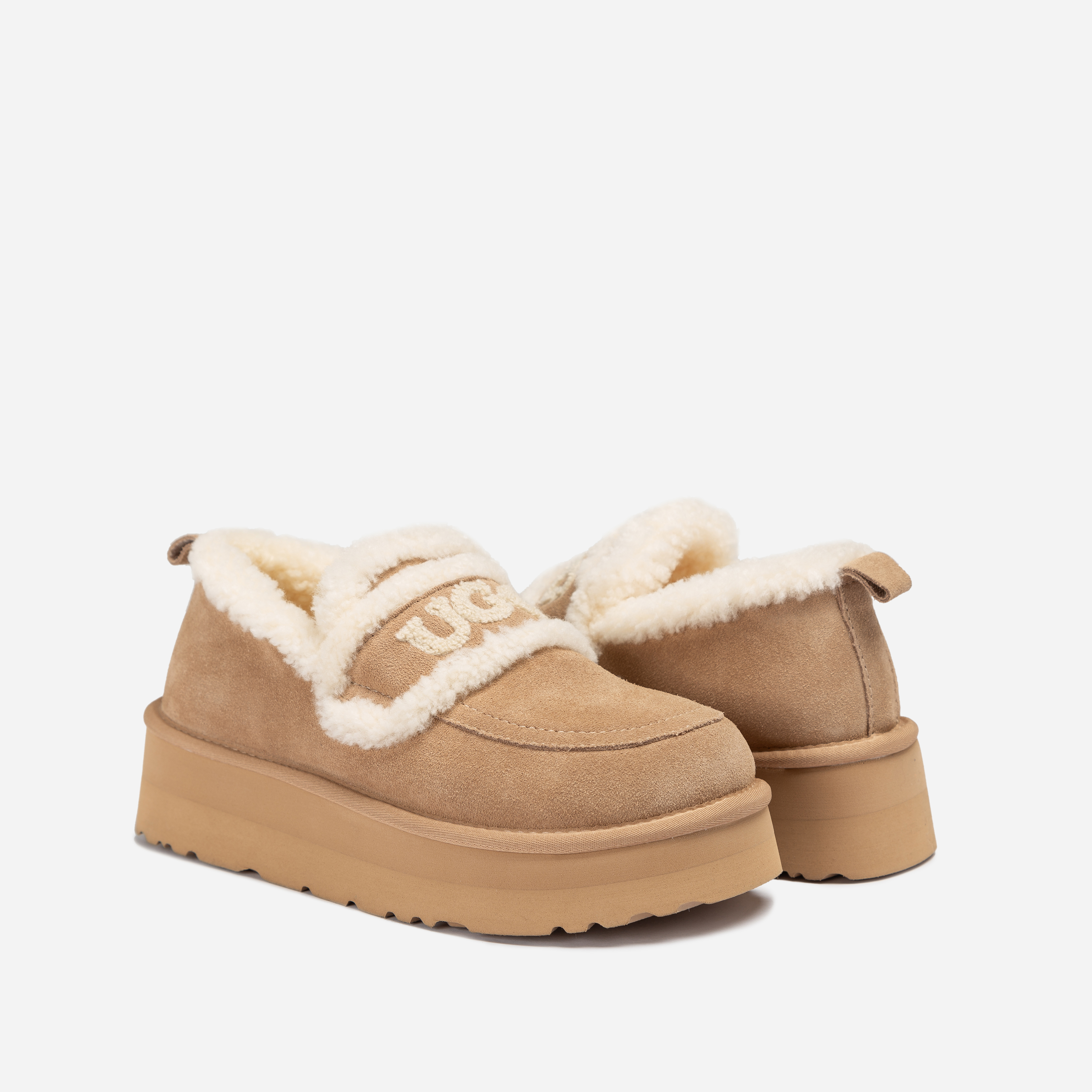 호주어그 오즈웨어 바이올렛 시어링 플랫폼 통굽 밴딩 키높이 여성 키즈 양털 슬리퍼 로퍼