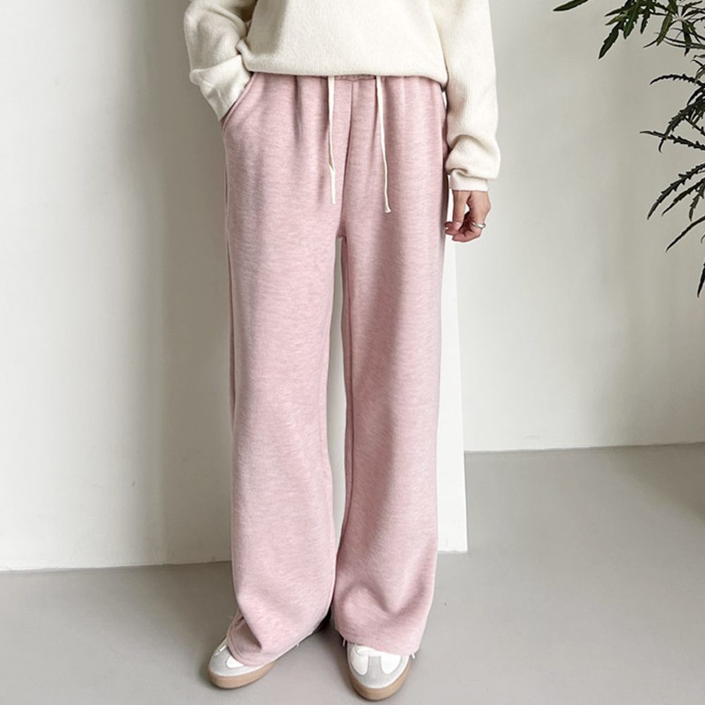 기모고무줄바지 와이드 통큰 통넓은 여자 츄리닝 트레이닝팬츠 - 상세 이미지 3