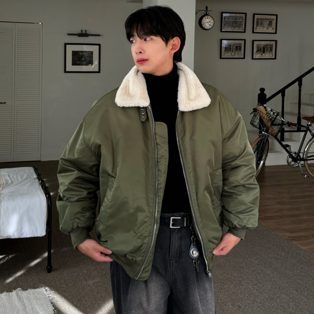 남자 루트 겨울 6온스 밍크카라 항공 무스탕 패딩 점퍼