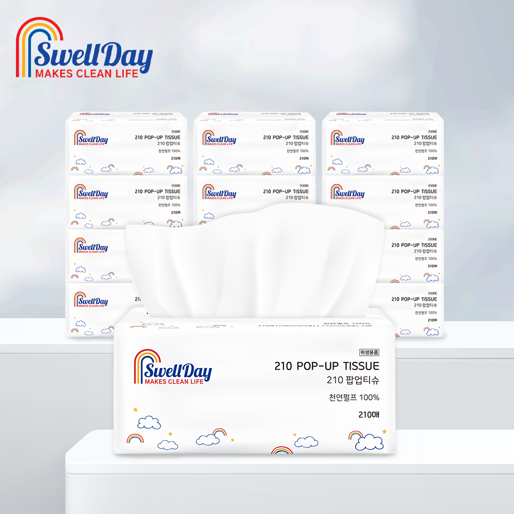 스웰데이 뽑아쓰는 각티슈 미용티슈 팝업티슈 210매 12개