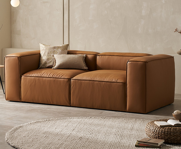 수아브 뉴웨이 모듈 이태리 통가죽 쇼파 천연 면피 소파 4인