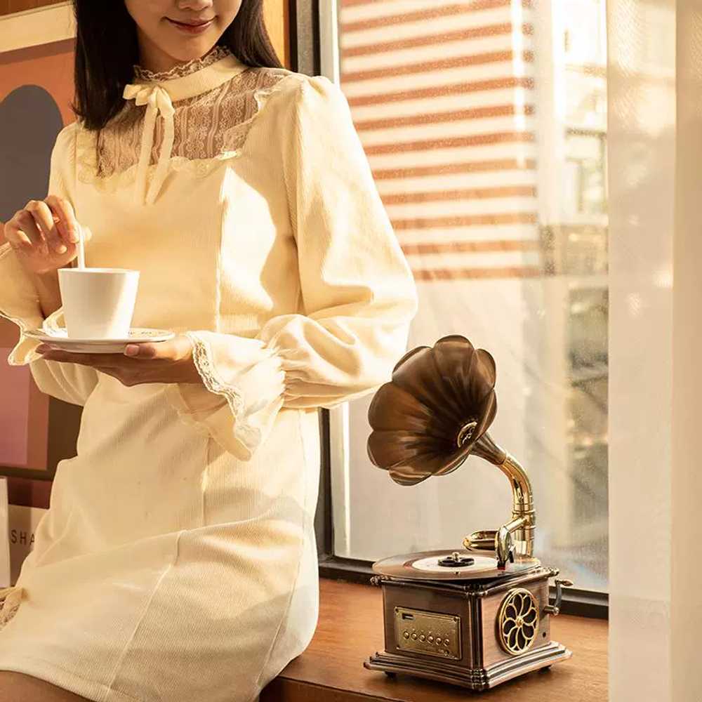 축음기 블루투스 스피커 주크박스 인테리어 엔틱 우드 - 상세 이미지 2