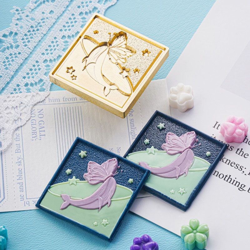 실링왁스 인장 스탬프 프리미엄 해안가 테마 고래와 나비