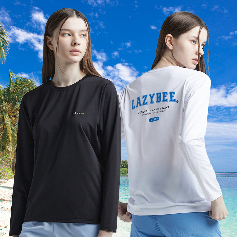 래쉬가드 오버핏 빅사이즈 체형커버 루즈핏 뒷로고 여성 블랙 WRG101