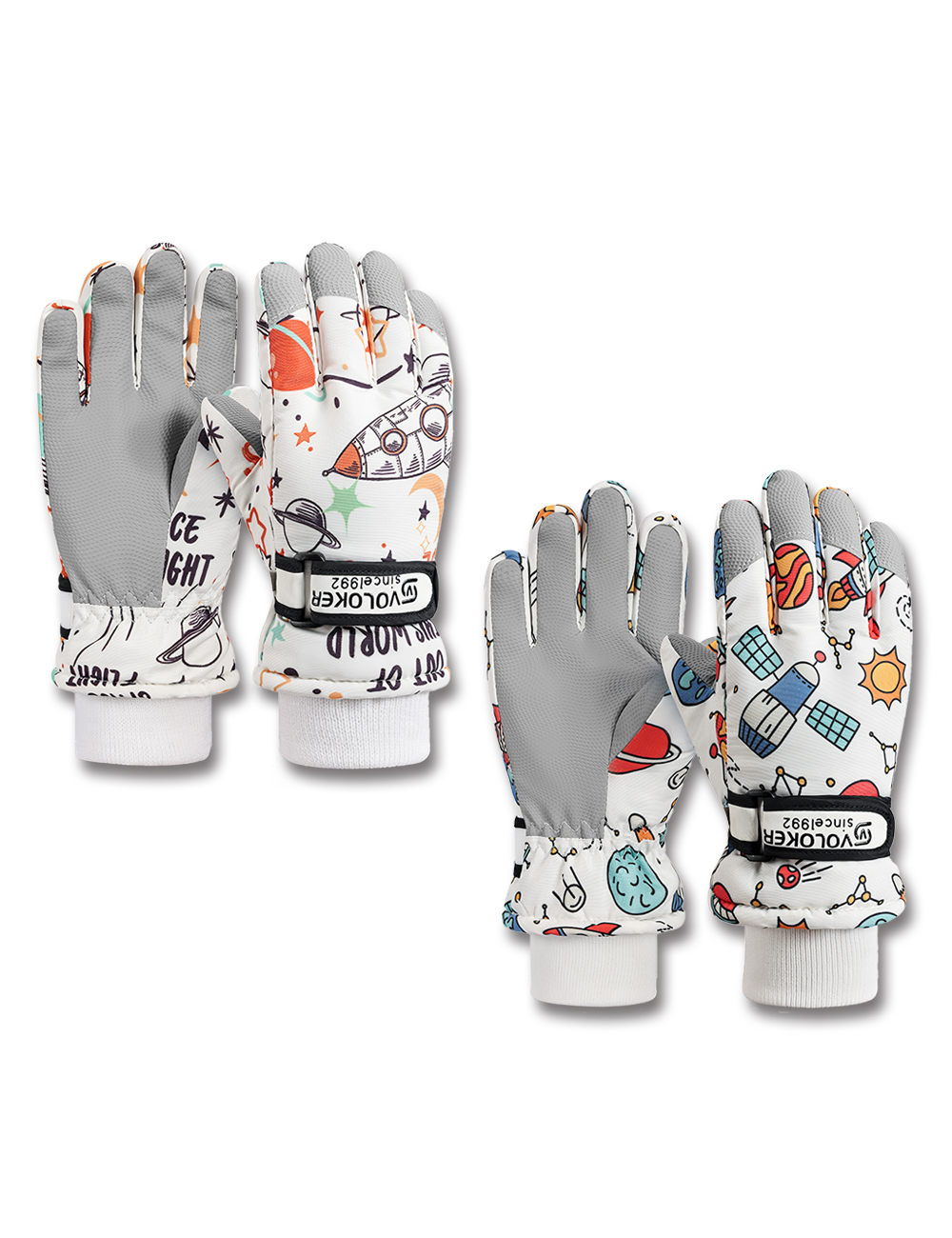 키즈 아동 유아 어린이 초등 학생 여아 남아 주니어 겨울 털 방한 패딩 손가락 스키 장갑 - 상품 이미지