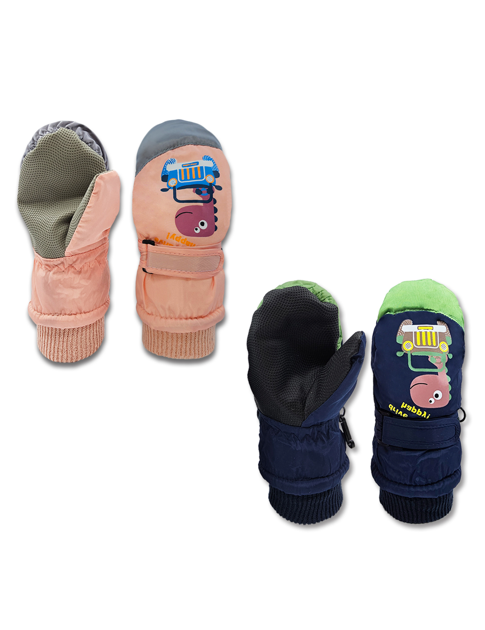 유아 아동 키즈 여아 남아 초등 학생 어린이 주니어 겨울 방한 벙어리 스키 패딩 털 장갑 - 상품 이미지