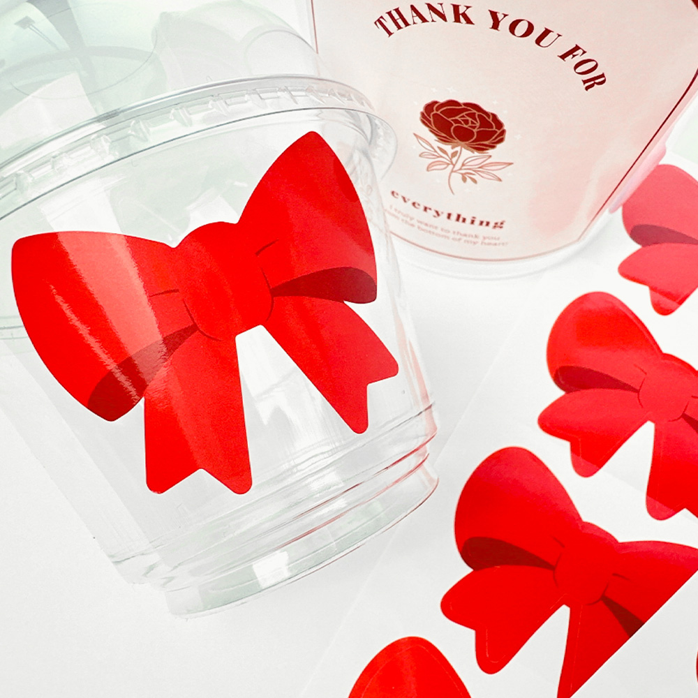 레드리본 스티커 구디백 답례품 선물 포장 다꾸 스꾸 - 상품 이미지