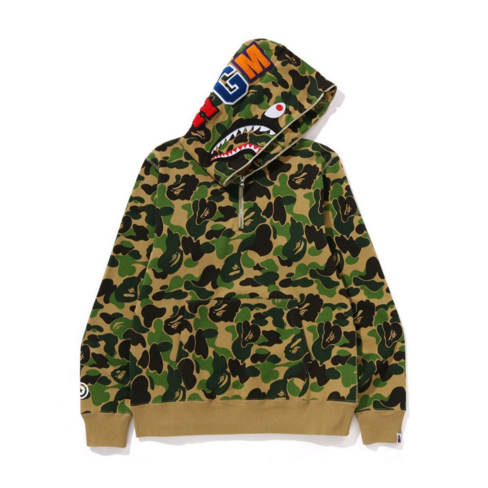 베이프 후드티 ABC CAMO SHARK HALF ZIP PULLOVER HOODIE 1K80-114-010 - 상품 이미지