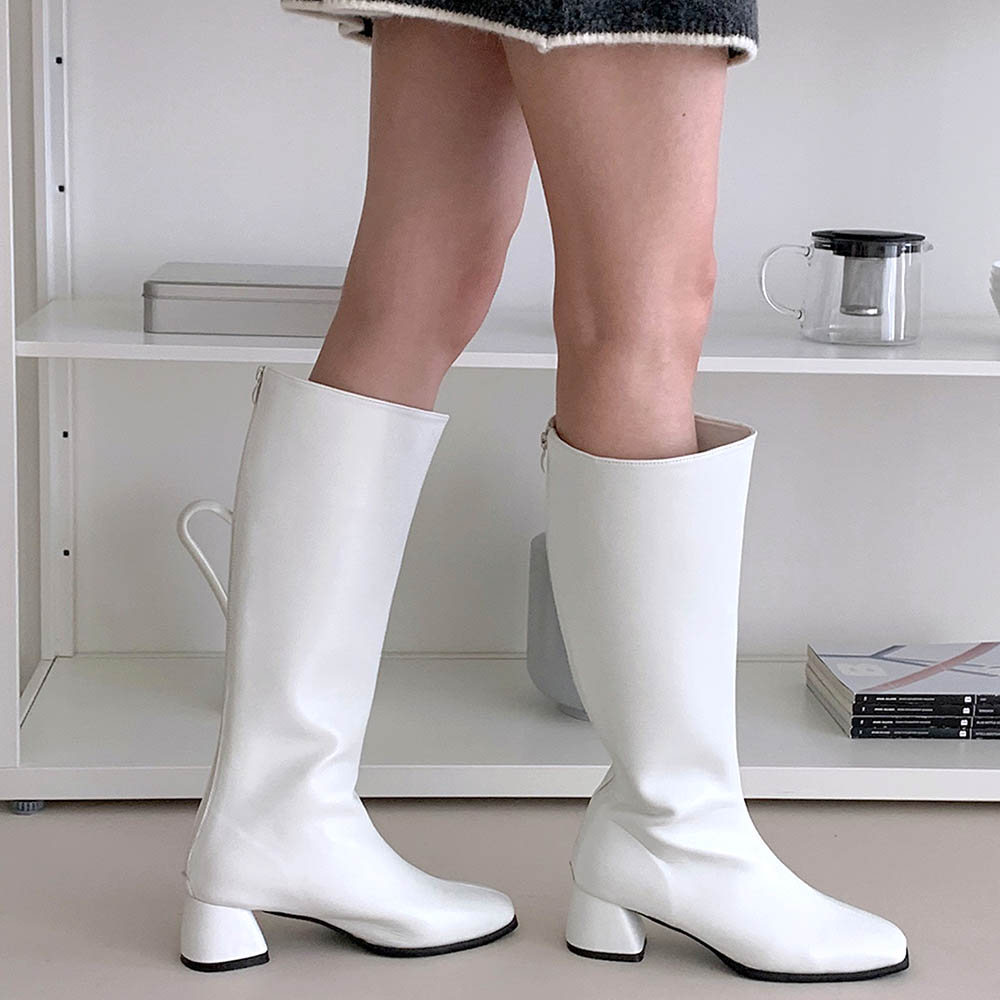 하비 스퀘어 통넓은 빅사이즈 두꺼운 종아리 롱부츠 - 상세 이미지 4