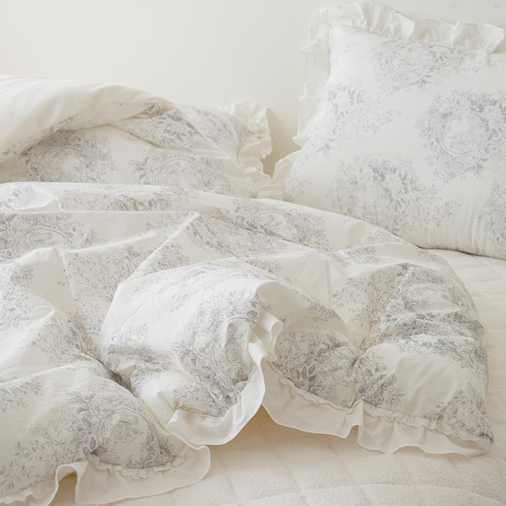 송화침장 플라워패턴 순면 고밀도 안감 극세사 겨울 차렵이불 SS